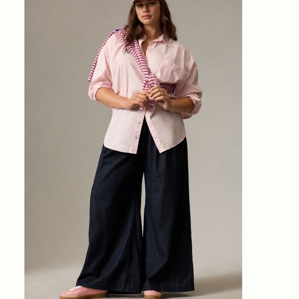 NWT Anthropologie Maeve The Bennet And Oversized Buttondown Shirt in Pink - Picture 5 of 12
